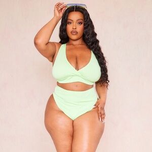 Pretty Little Things Lime Textured Bikini Top NWT Size 26 (US)